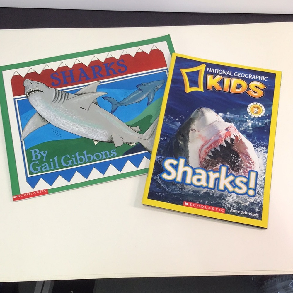 Sharks book by Gail Gibbons & National Geographic "Sharks!" Book pair